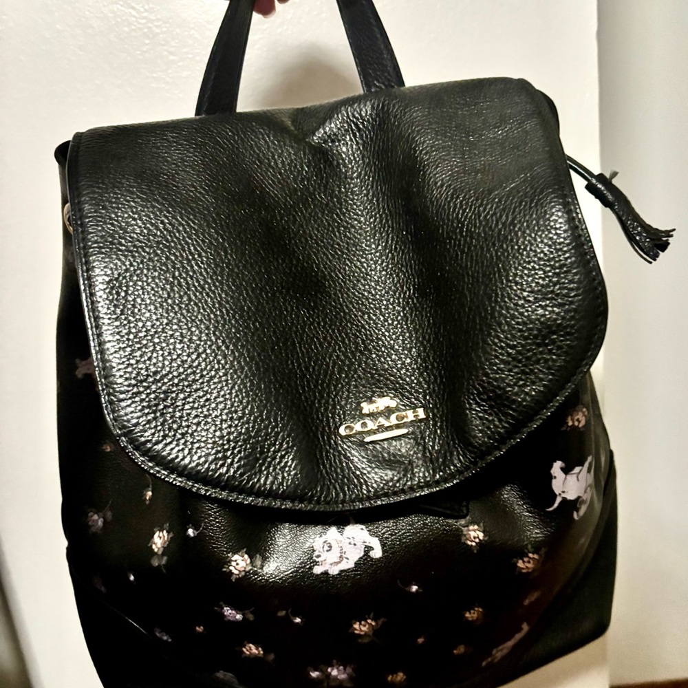 Coach Black Dalmatian Print Leather Backpack - Picture 3 of 15
